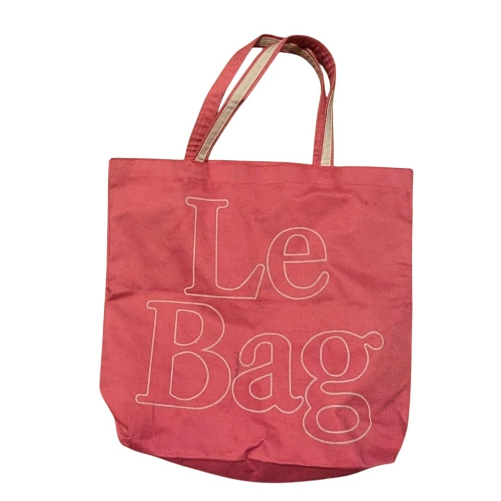 Vintage Le Bag Coral Pink Canvas Tote Shell Graphic Beach Bag Bahamas